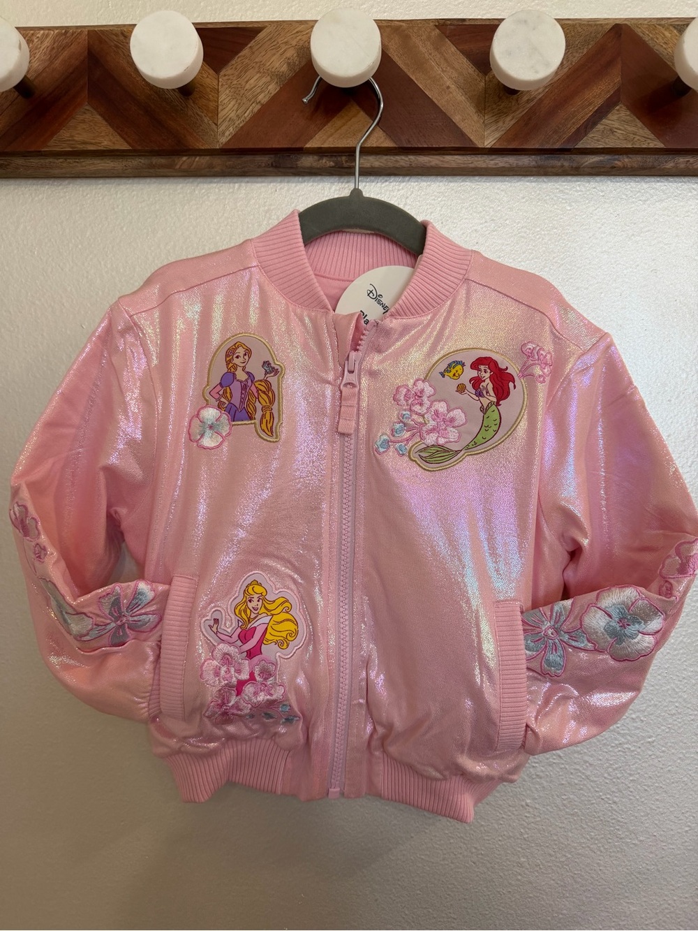 Little Sleepies x Disney Girls Princess Garden Iridescent Varsity Jacket 3T